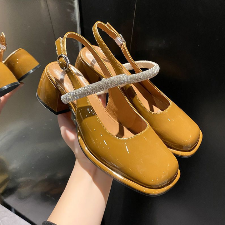 Celandra - Mary Janes with Glitter Straps and Block Heels