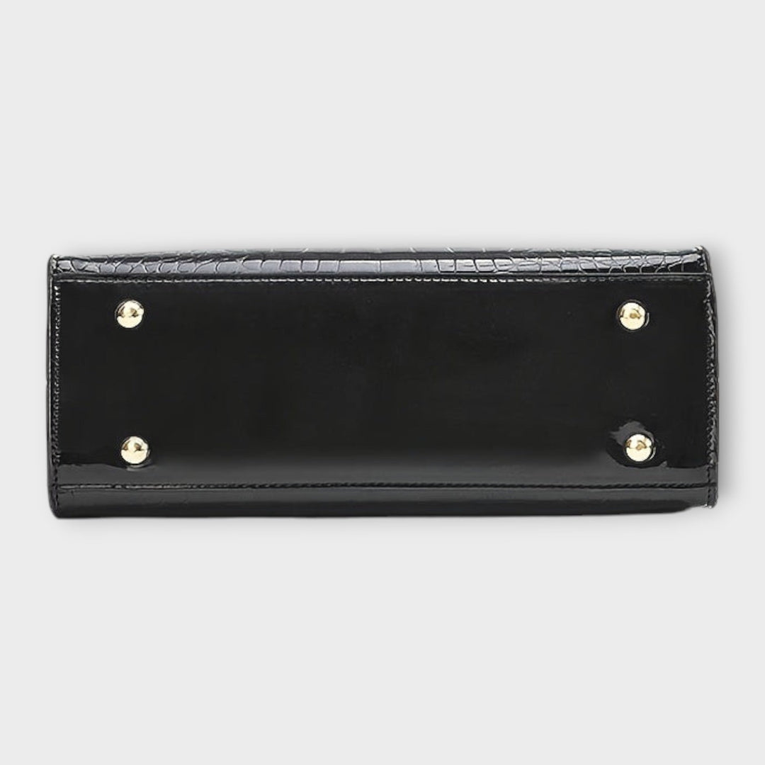 Lora. - Glossy Crocodile Pattern Handbag